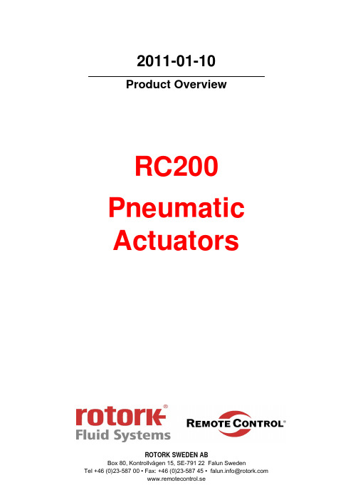 Remote Control RC200 Pneumatic Actuator说明书