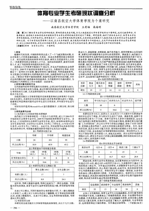 体育专业学生考研现状调查分析——以南昌航空大学体育学院为个案研究