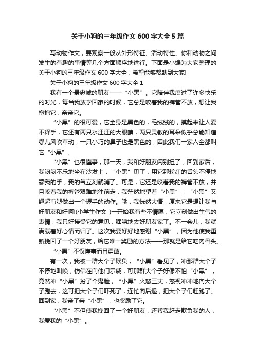 关于小狗的三年级作文600字大全5篇