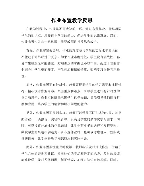 作业布置教学反思