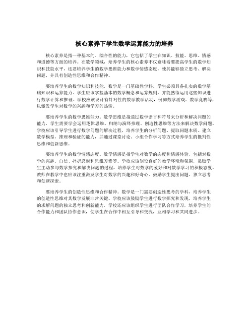 核心素养下学生数学运算能力的培养