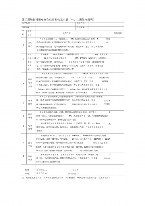 施工现场临时用电安全检查验收记录(完整版)