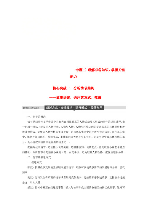 2019届高考语文一轮复习第四章文学类文本阅读小说阅读_基于理解与感悟的审美鉴赏阅读专题三理解必备知识掌