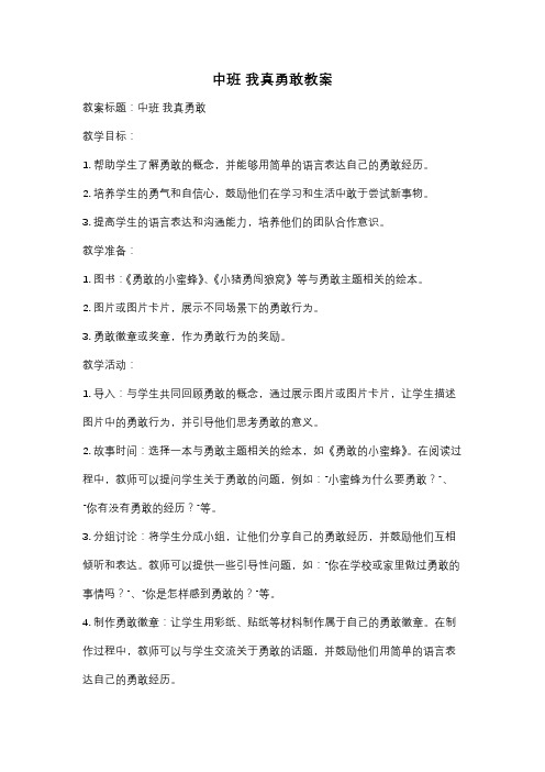 中班 我真勇敢教案