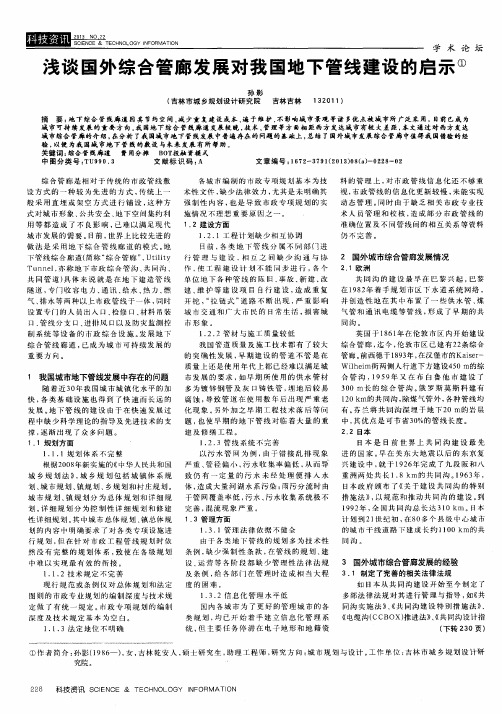 浅谈国外综合管廊发展对我国地下管线建设的启示