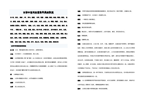 古诗中常用的意象和典故积累