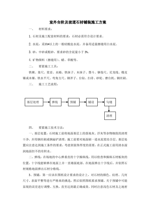 楼室外台阶及坡道石材铺装施工方案