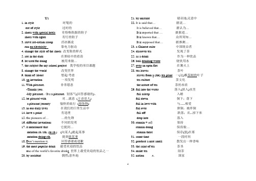 鲁教版九年级(初四)英语词组汇编