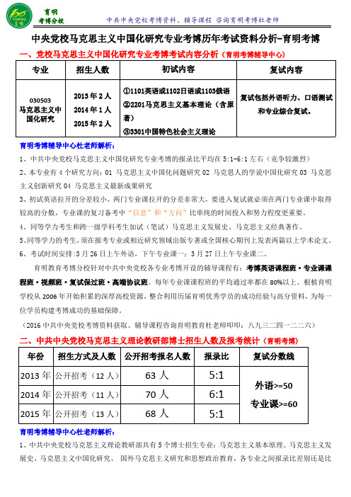 中央党校考博马克思主义中国化研究考博参考笔记导师课件真题解析-育明考博