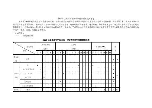 2009年上海市初中数学学科学业考试的思考1