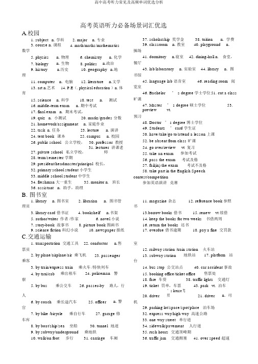 高中高考听力常见及高频单词优选分析