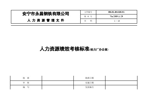 TTC人力资源绩效考核标准(办公室)