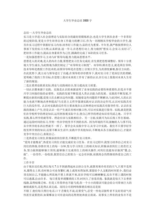 大学生毕业总结3000字