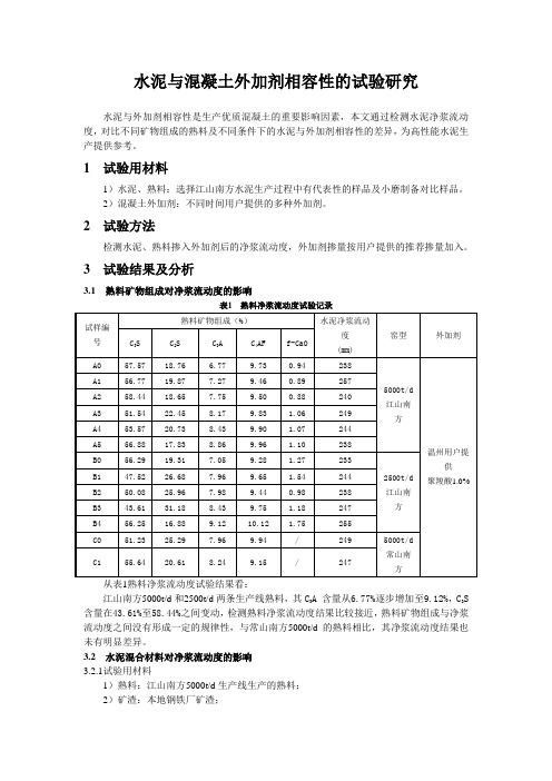 水泥与混凝土外加剂相容性的试验研究