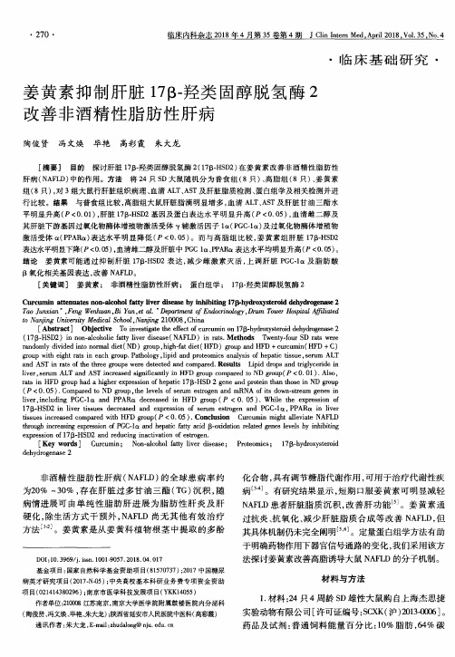 姜黄素抑制肝脏17β-羟类固醇脱氢酶2改善非酒精性脂肪性肝病