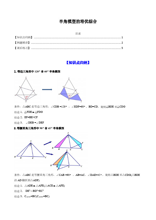 半角模型的培优综合(原卷版)-初中数学