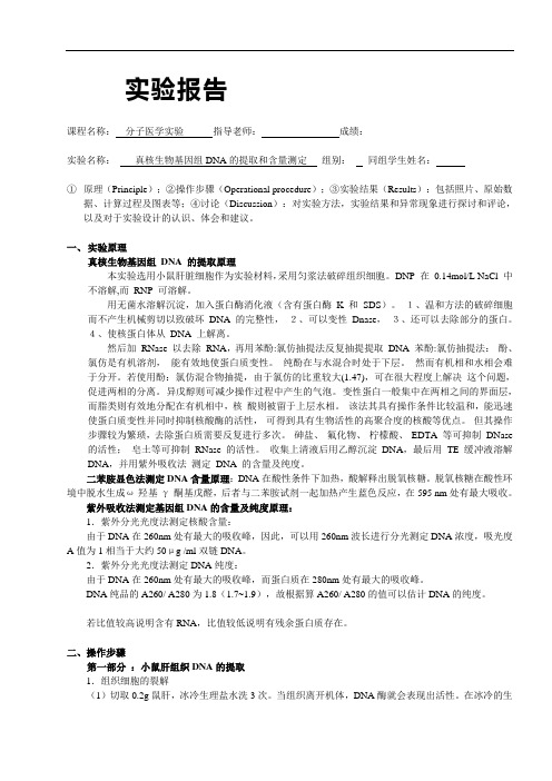 实验一、真核生物基因组DNA  的提取和含量测定