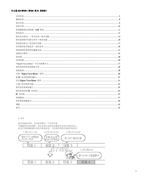 SONY RECORDER ICD-BP250录音笔说明书