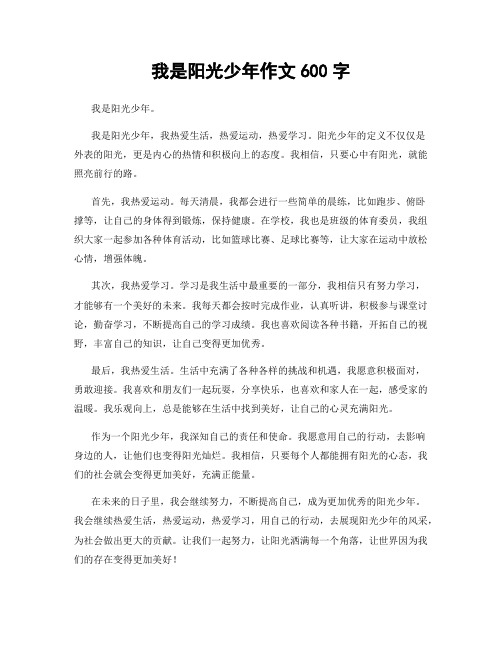 我是阳光少年作文600字