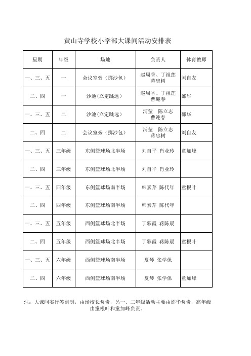 大课间活动安排表