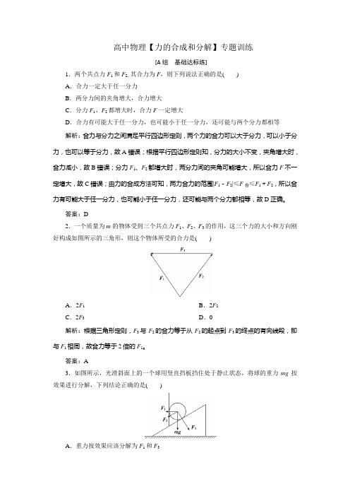 高中物理【力的合成和分解】专题训练