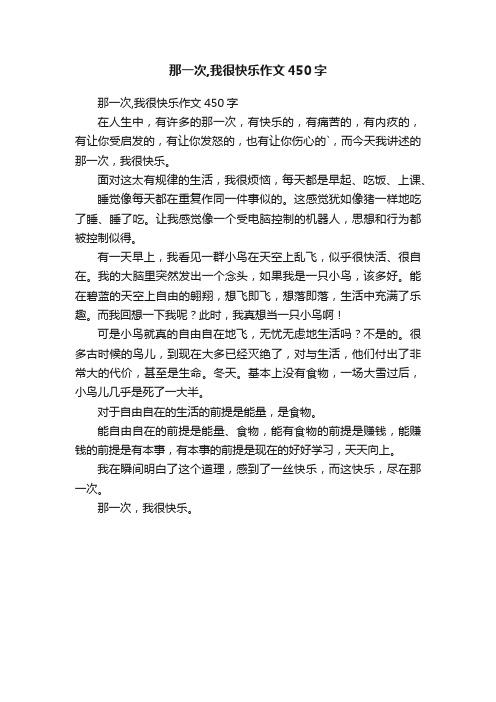 那一次,我很快乐作文450字