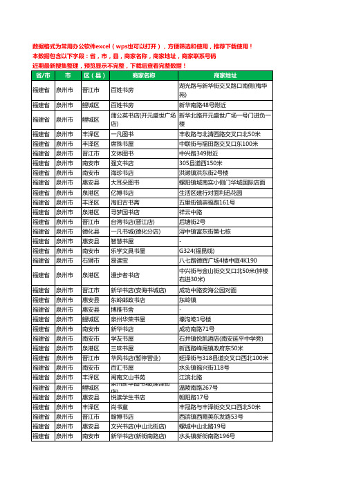 2020新版福建省泉州市书店工商企业公司商家名录名单联系电话号码地址大全383家