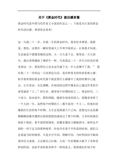 关于《黄金时代》读后感多篇