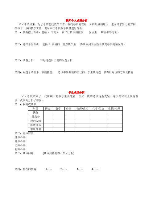 考试成绩分析模板