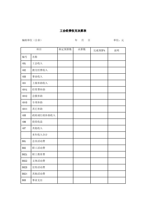 工会经费收支决算表