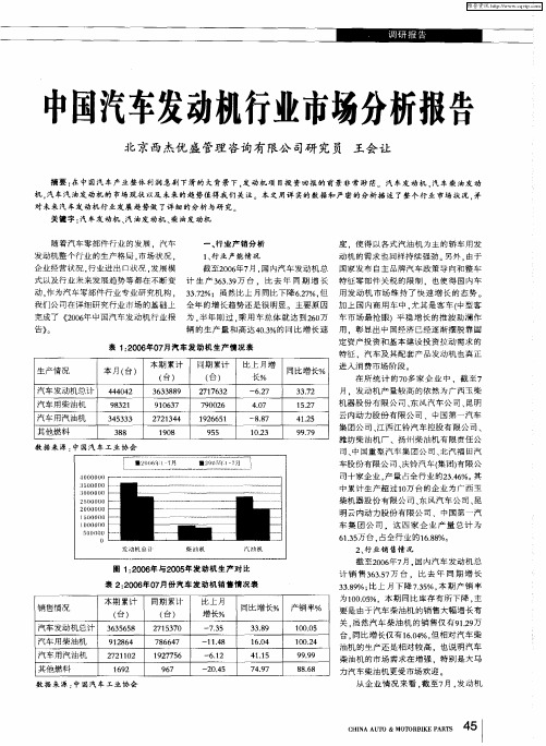 中国汽车发动机行业市场分析报告