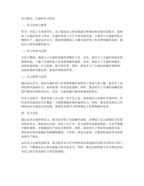 合成炉实习报告