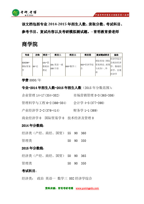 中国人民大学国际贸易考研参考书分数线答案