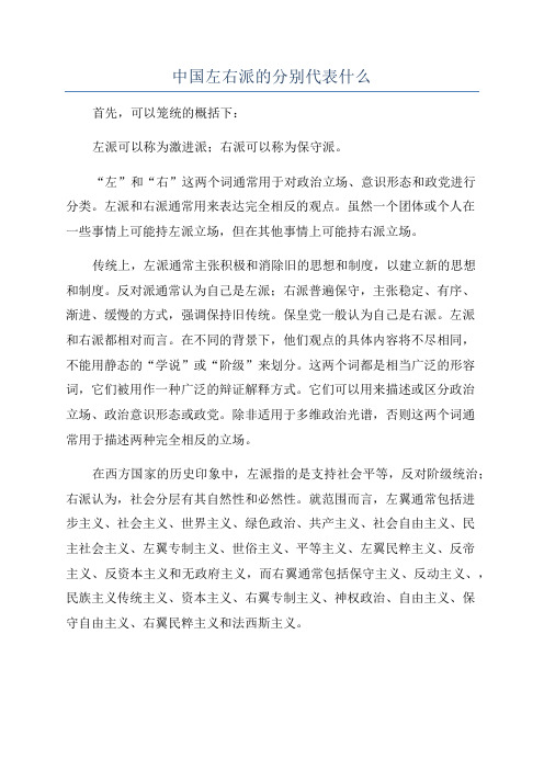 中国左右派的分别代表什么