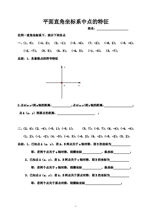 平面直角坐标系中点的特征