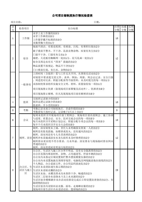 公司制度执行检查表