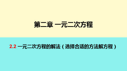 2023-2024学年湘教版九年级数学上册2.2+一元二次方程的解法(选择合适的方法解方程)课件+