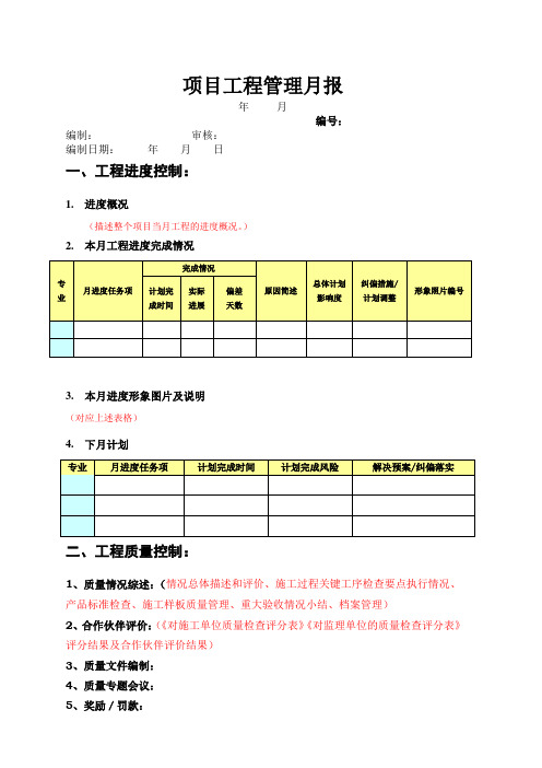 工程管理月报模板