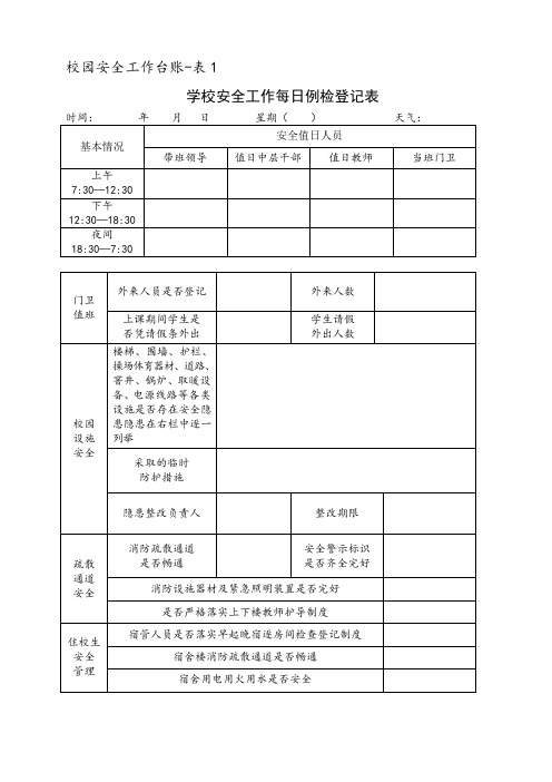 校园安全工作台账6类表格