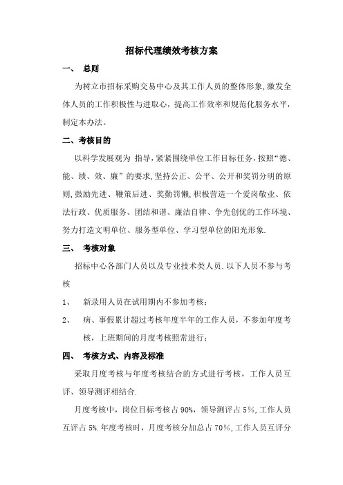 招标代理绩效考核方案