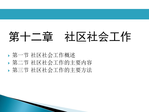 社会工作实务(初级)课件第12章 社区社会工作(实务)