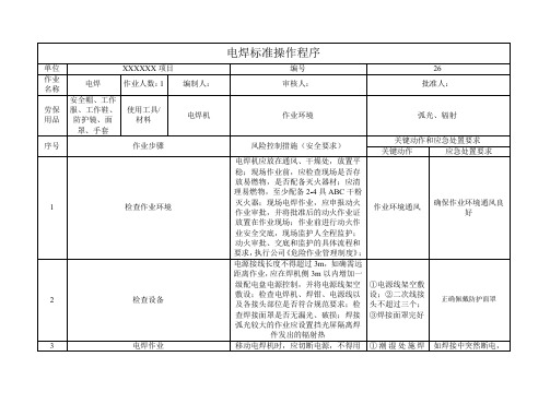 26电焊工标准操作程序