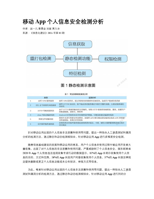 移动App个人信息安全检测分析