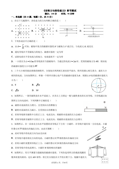 高中物理精品试题：《安培力和洛伦兹力》章节测试