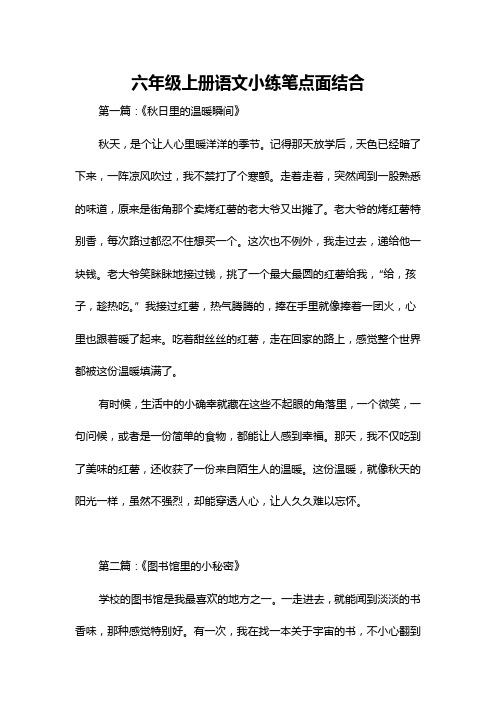 六年级上册语文小练笔点面结合