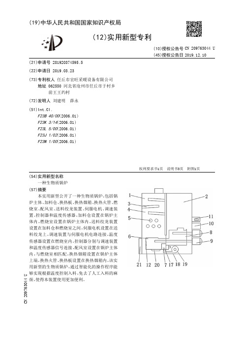 【CN209763044U】一种生物质锅炉【专利】