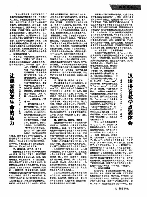 汉语拼音教学点滴体会