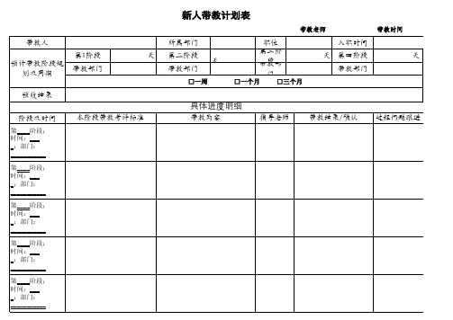 新人带教计划表