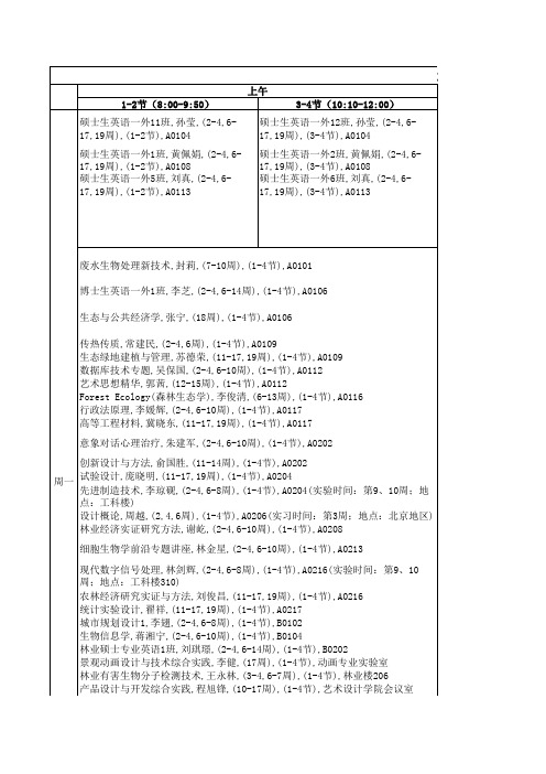 北京林业大学课表