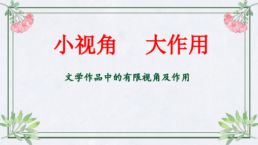 2023届高考语文复习-文学作品中的有限视角及作用 课件19张